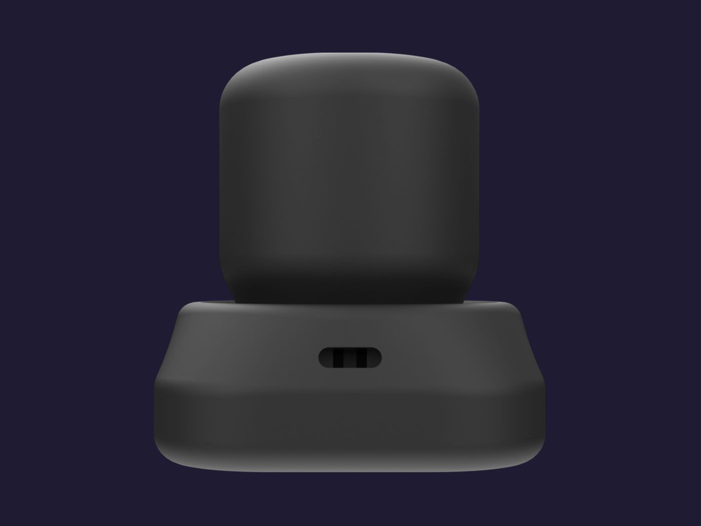 El space mouse de frente, con el puerto USB en la base.