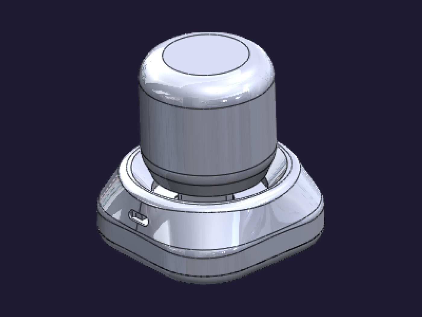 Render del mismo modelo con un material metálico.