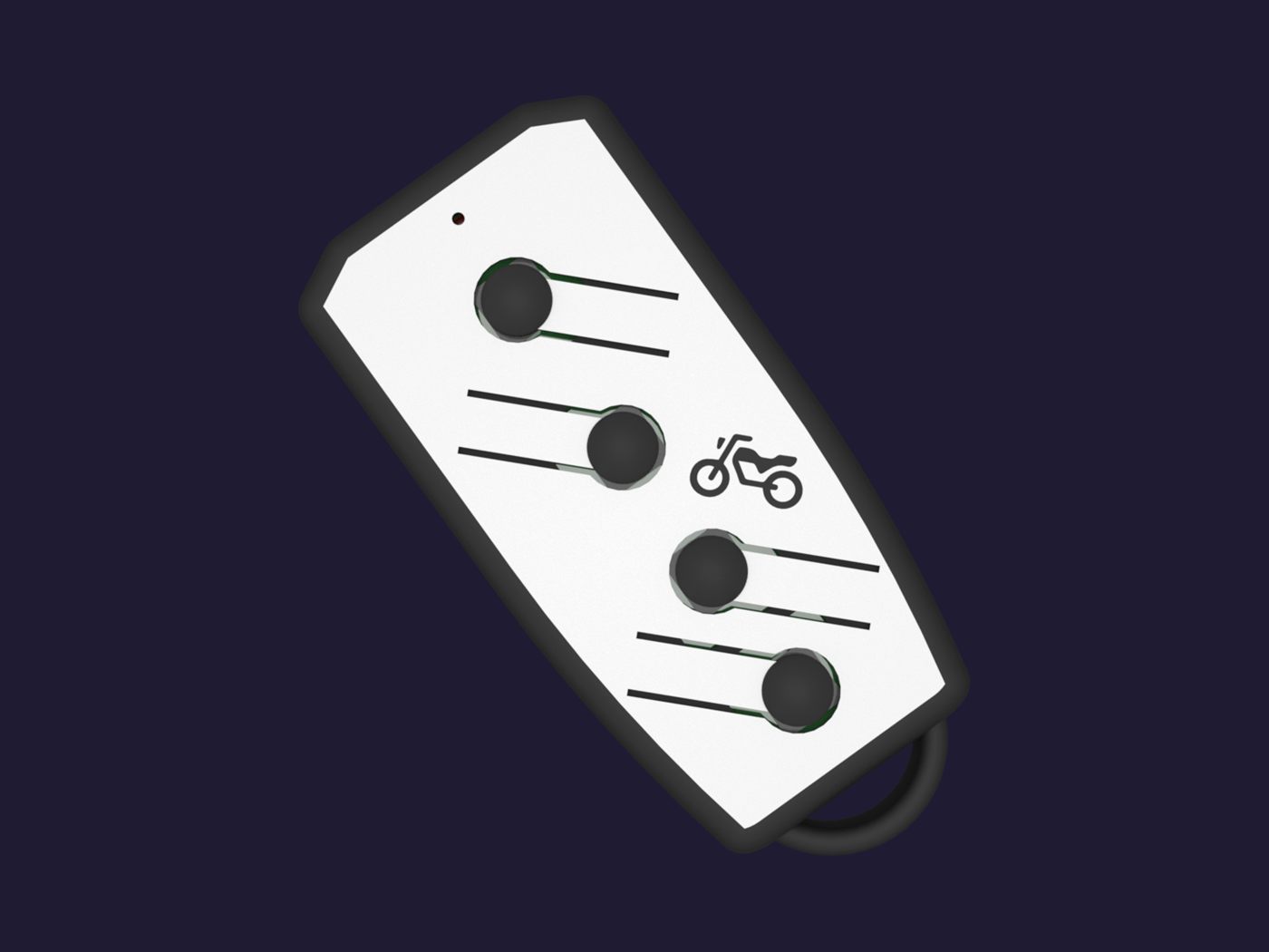 El control de frente, con los cuatro botones y el dibujo de una moto.